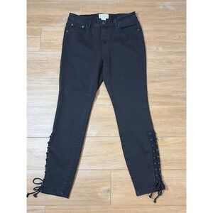 For The Republic‎ Denim Black Lace Up Ankle Skinny Jeans Size 6/27 (29) Edgy